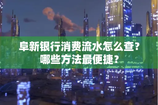 阜新银行消费流水怎么查?哪些方法最便捷?